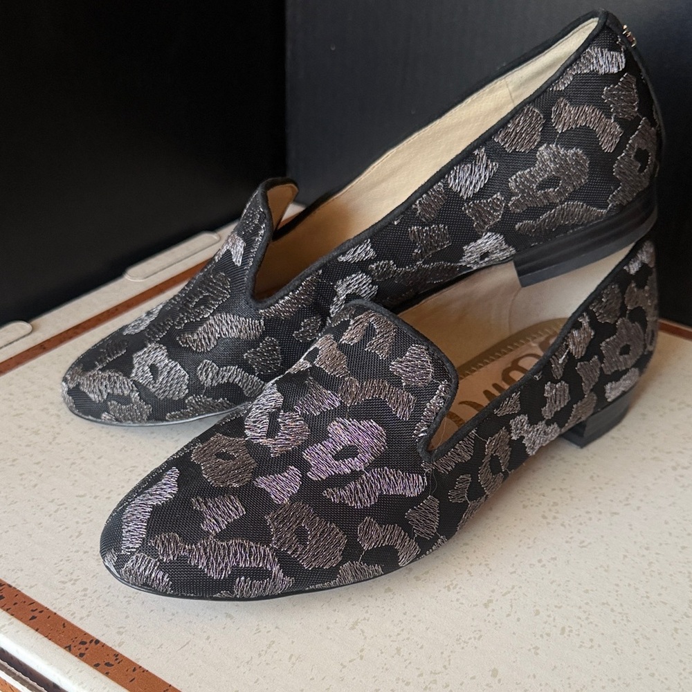Sam Edelman embroidered leopard loafers